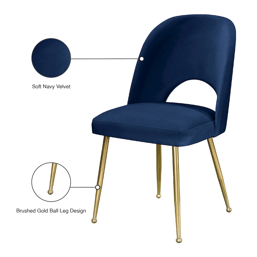 Logan Navy Velvet Dining Chair, Set of 2. Picture 10