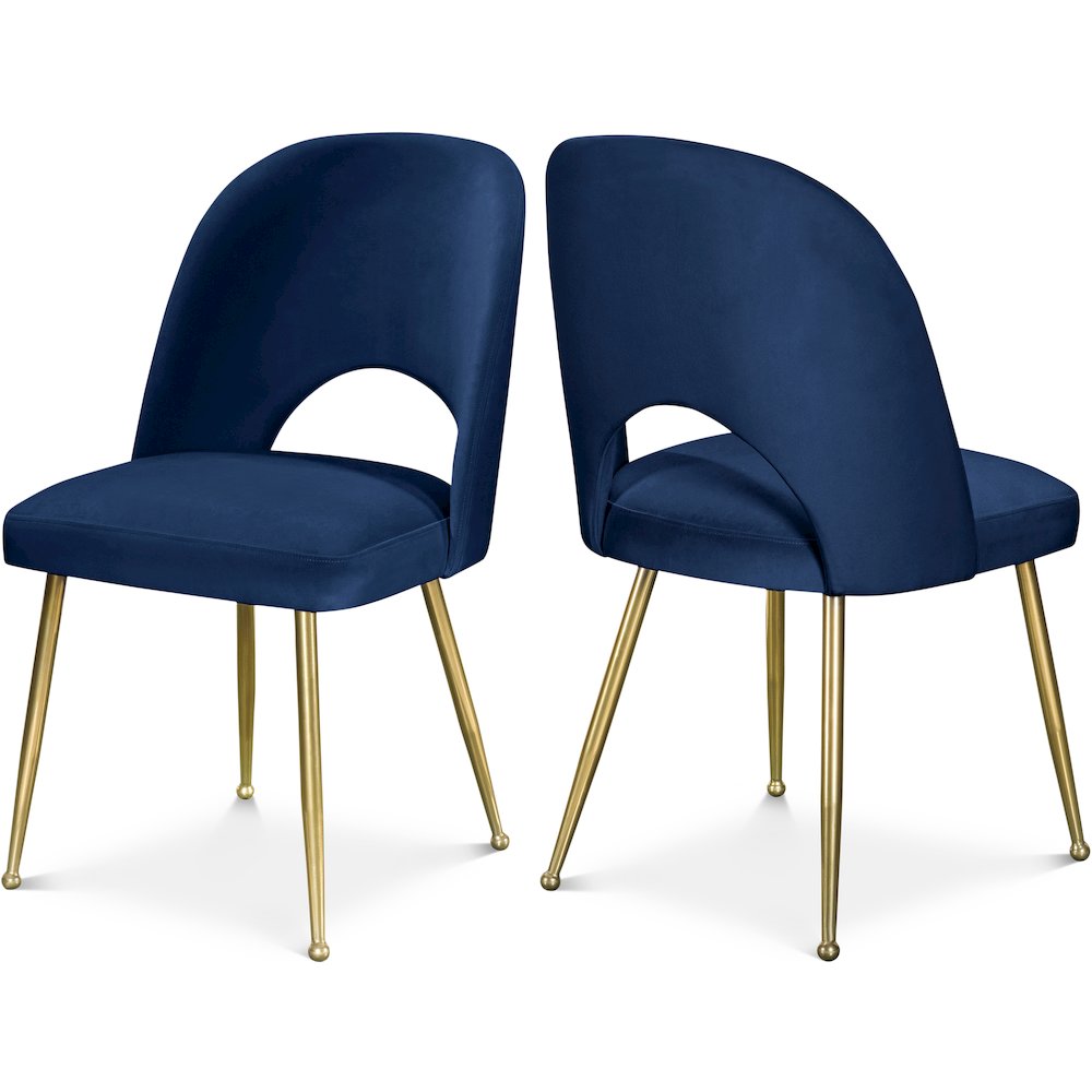 Logan Navy Velvet Dining Chair, Set of 2. Picture 1