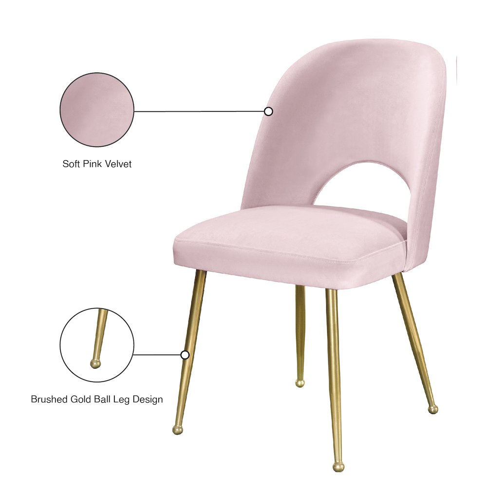 Logan Pink Velvet Dining Chair, Set of 2. Picture 10