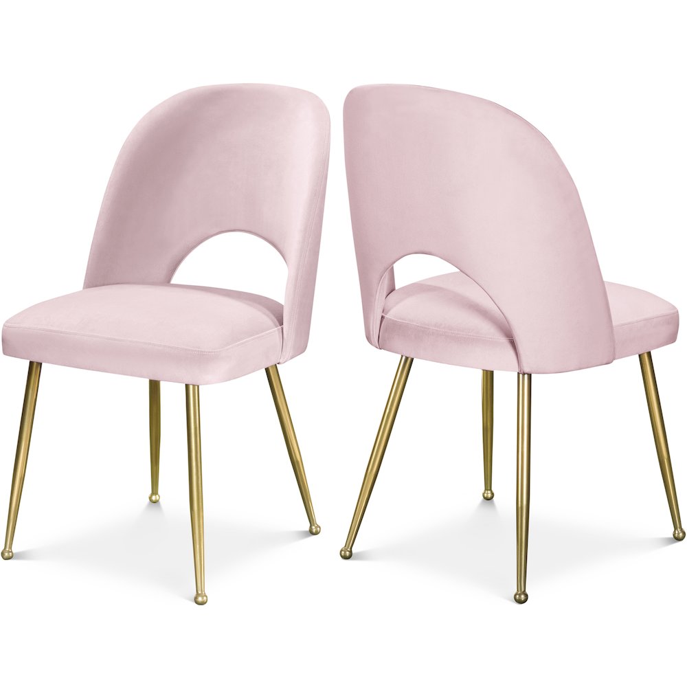 Logan Pink Velvet Dining Chair, Set of 2. Picture 1