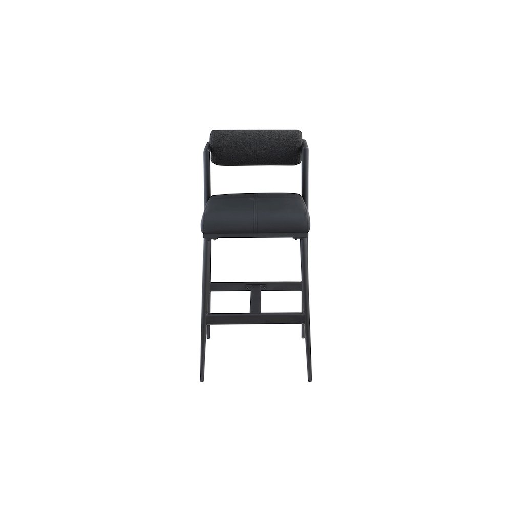 Stryker Black Boucle Fabric and Vegan Leather Stool, Set of 2. Picture 3