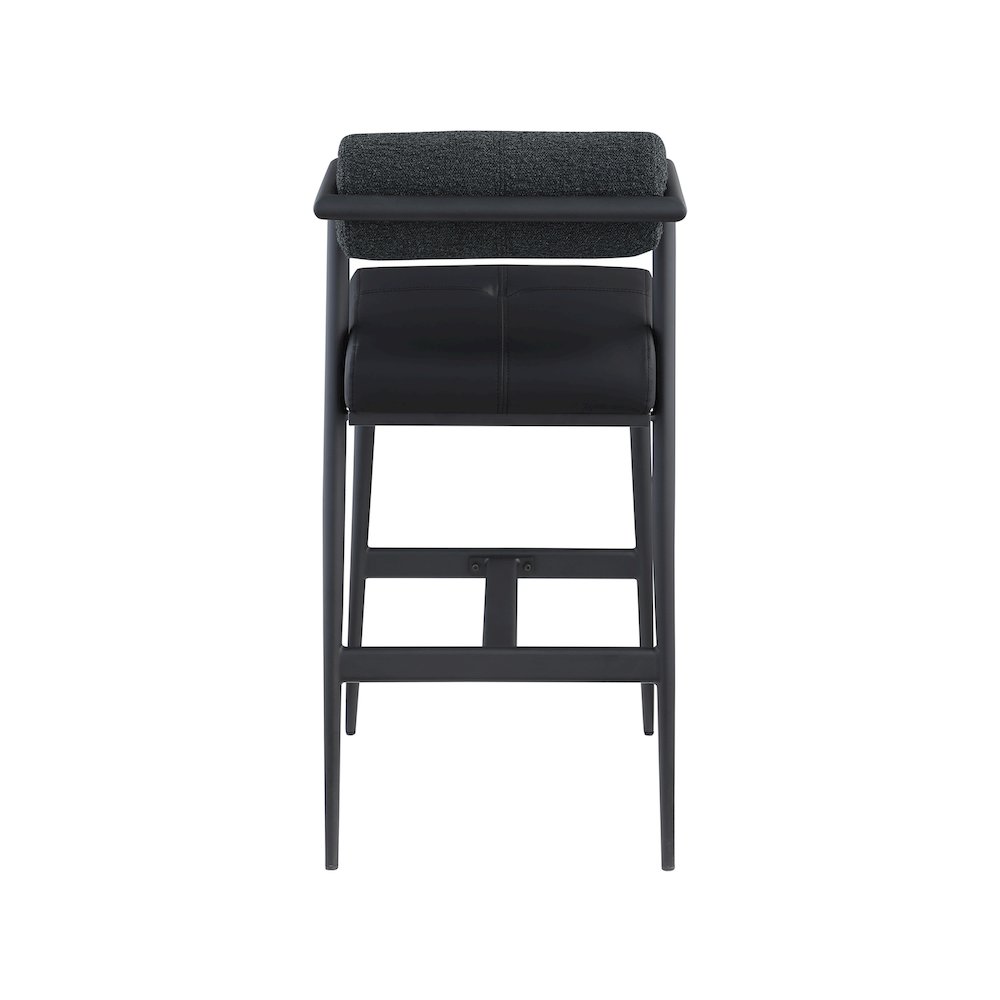 Stryker Black Boucle Fabric and Vegan Leather Stool, Set of 2. Picture 4