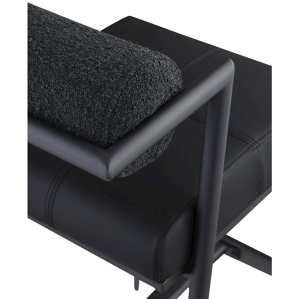 Stryker Black Boucle Fabric and Vegan Leather Stool, Set of 2. Picture 6