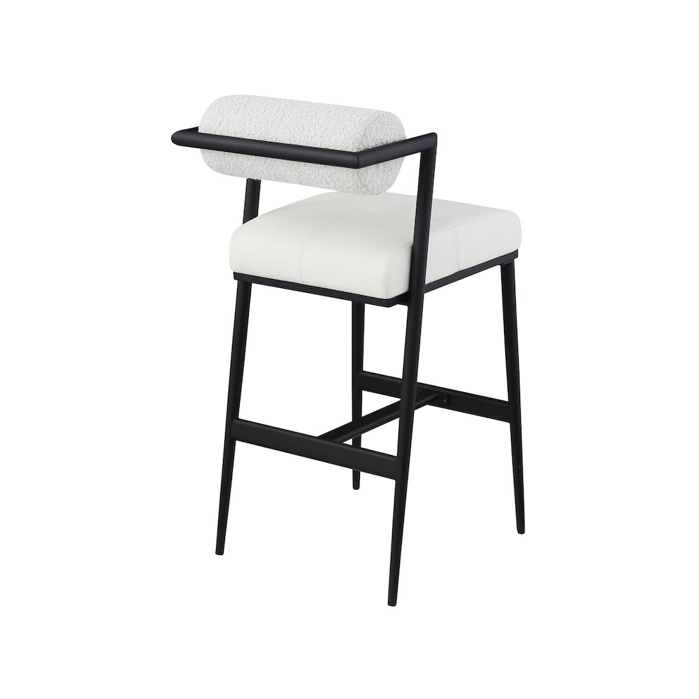 Stryker Cream Boucle Fabric and Vegan Leather Stool, Set of 2. Picture 2