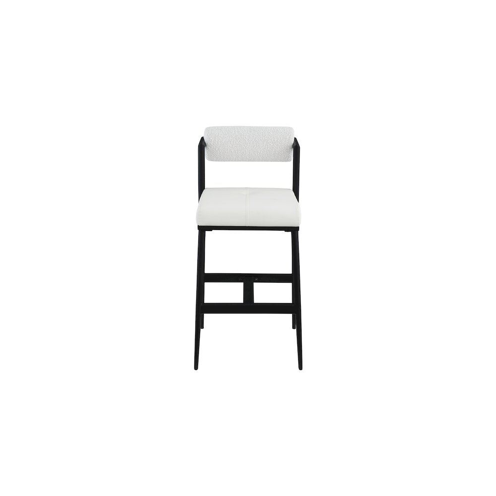 Stryker Cream Boucle Fabric and Vegan Leather Stool, Set of 2. Picture 3