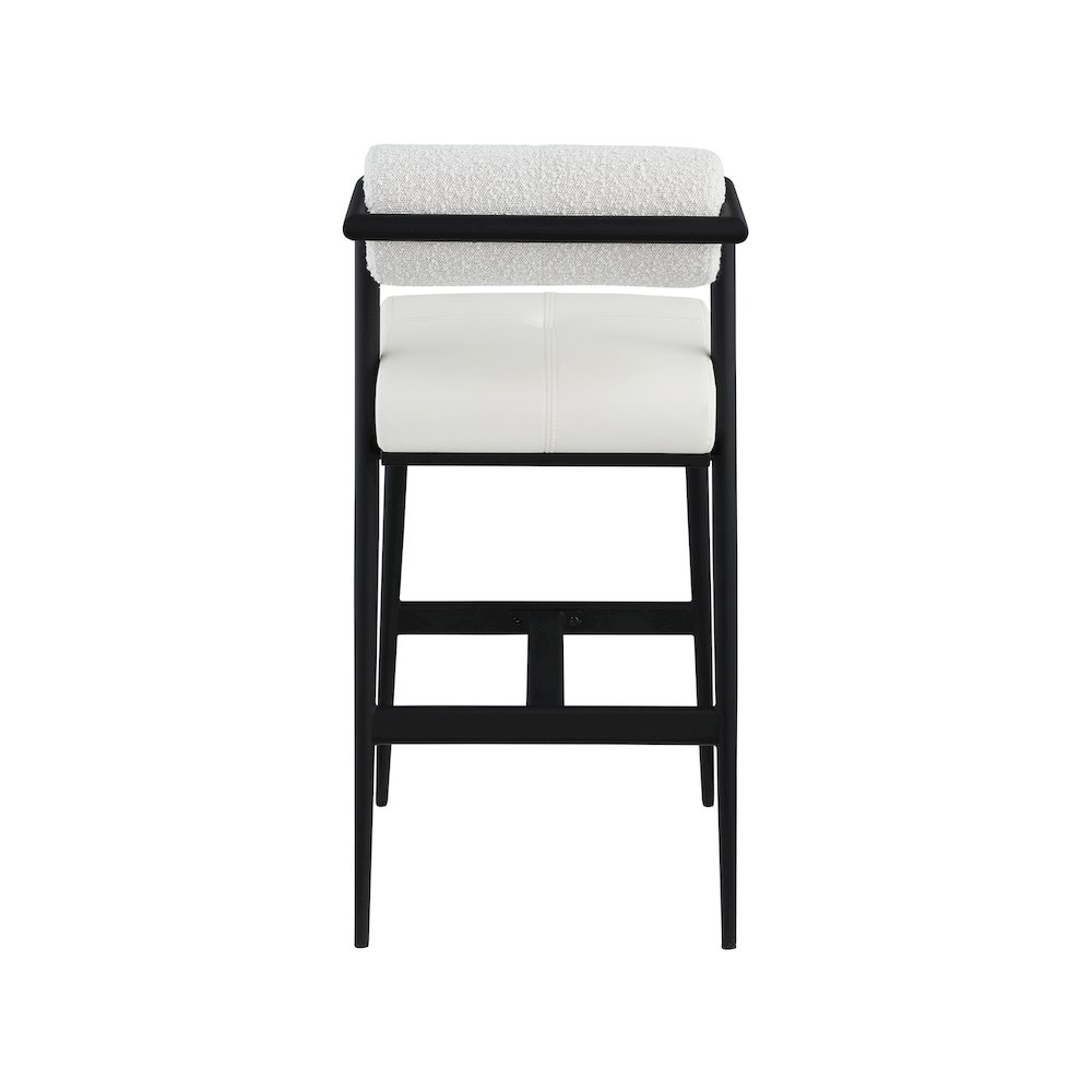 Stryker Cream Boucle Fabric and Vegan Leather Stool, Set of 2. Picture 4