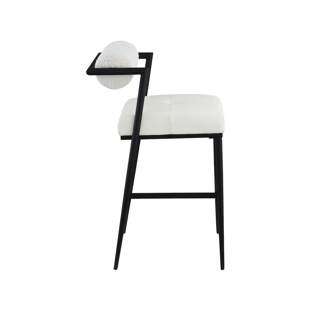 Stryker Cream Boucle Fabric and Vegan Leather Stool, Set of 2. Picture 5