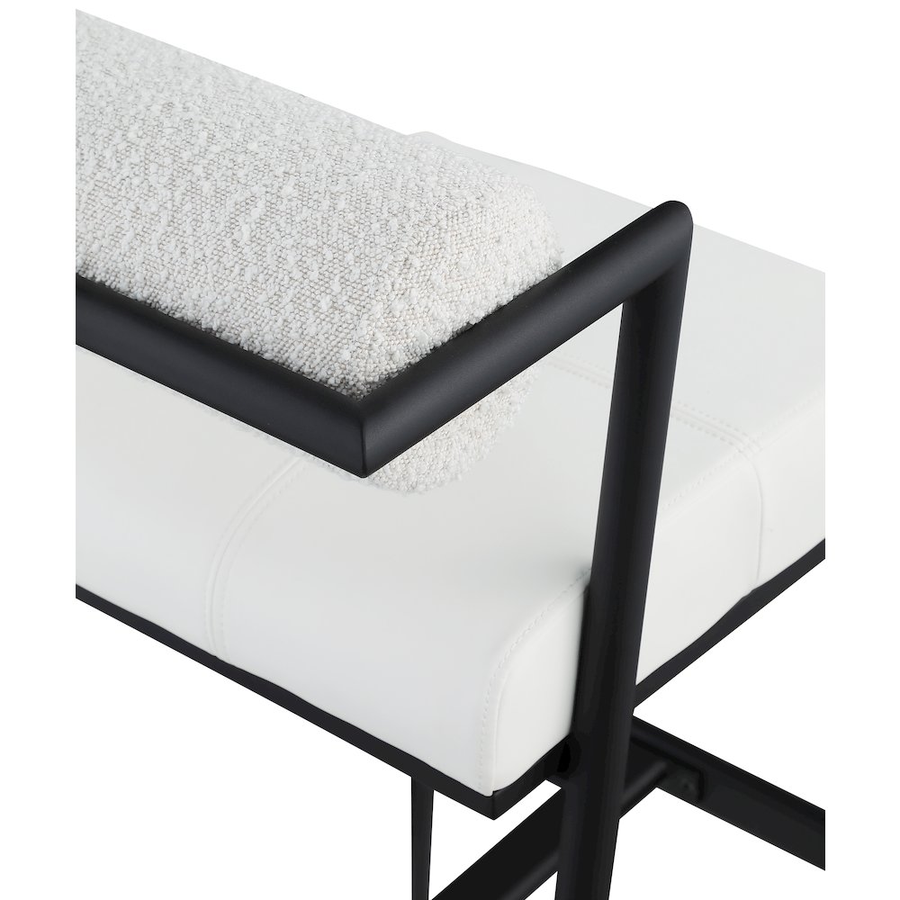 Stryker Cream Boucle Fabric and Vegan Leather Stool, Set of 2. Picture 6