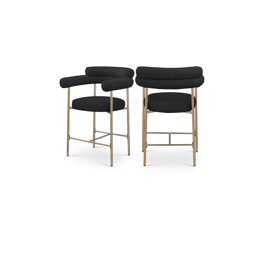 Blake Black Boucle Fabric Counter Stool, Set of 2. Picture 1