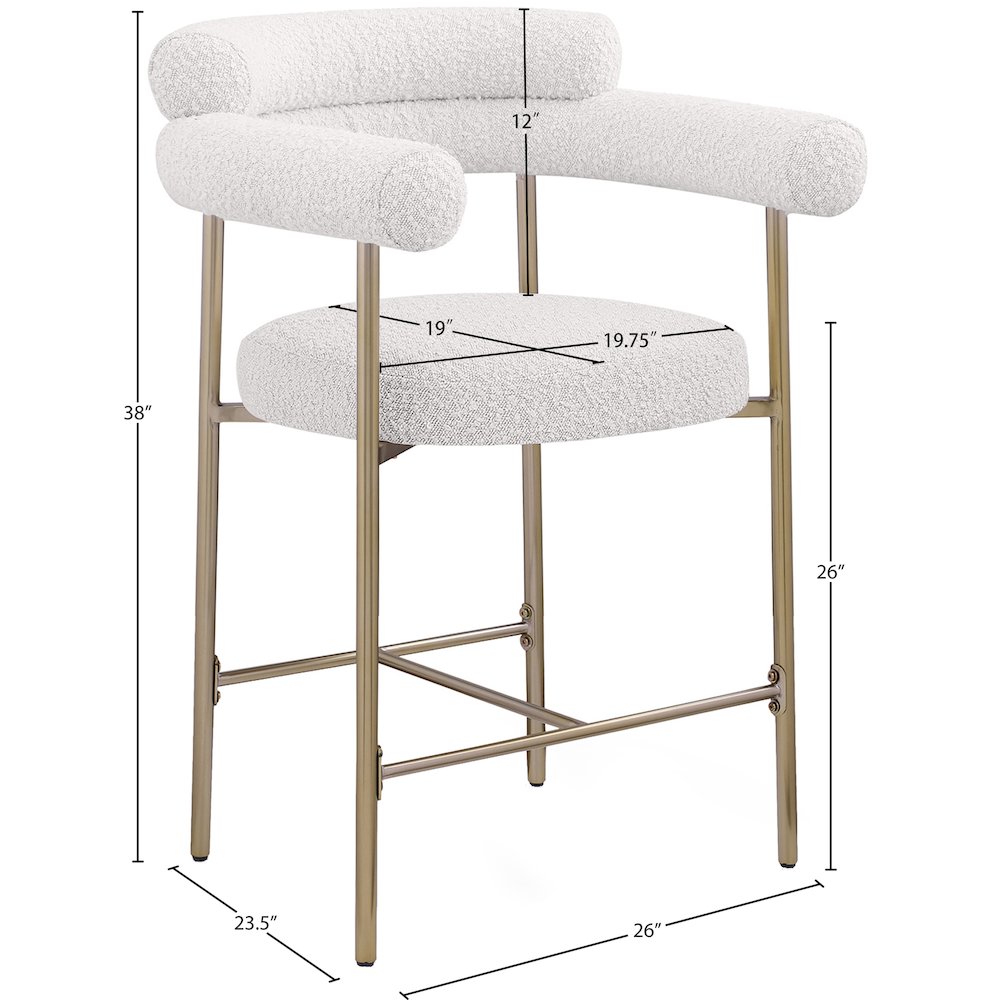 Blake Cream Boucle Fabric Counter Stool, Set of 2. Picture 7