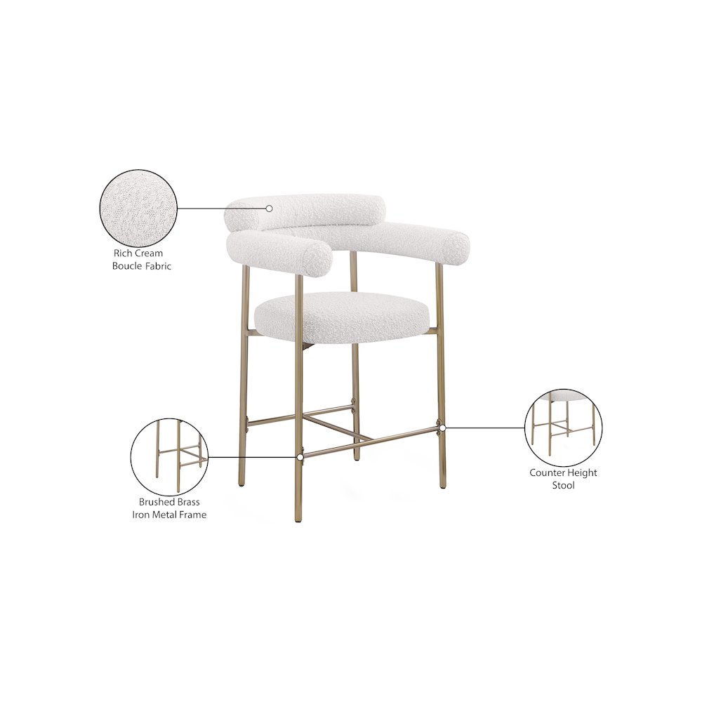 Blake Cream Boucle Fabric Counter Stool, Set of 2. Picture 8