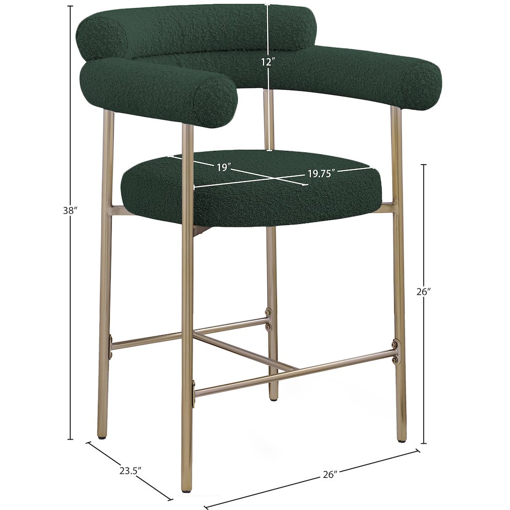 Blake Green Boucle Fabric Counter Stool, Set of 2. Picture 7