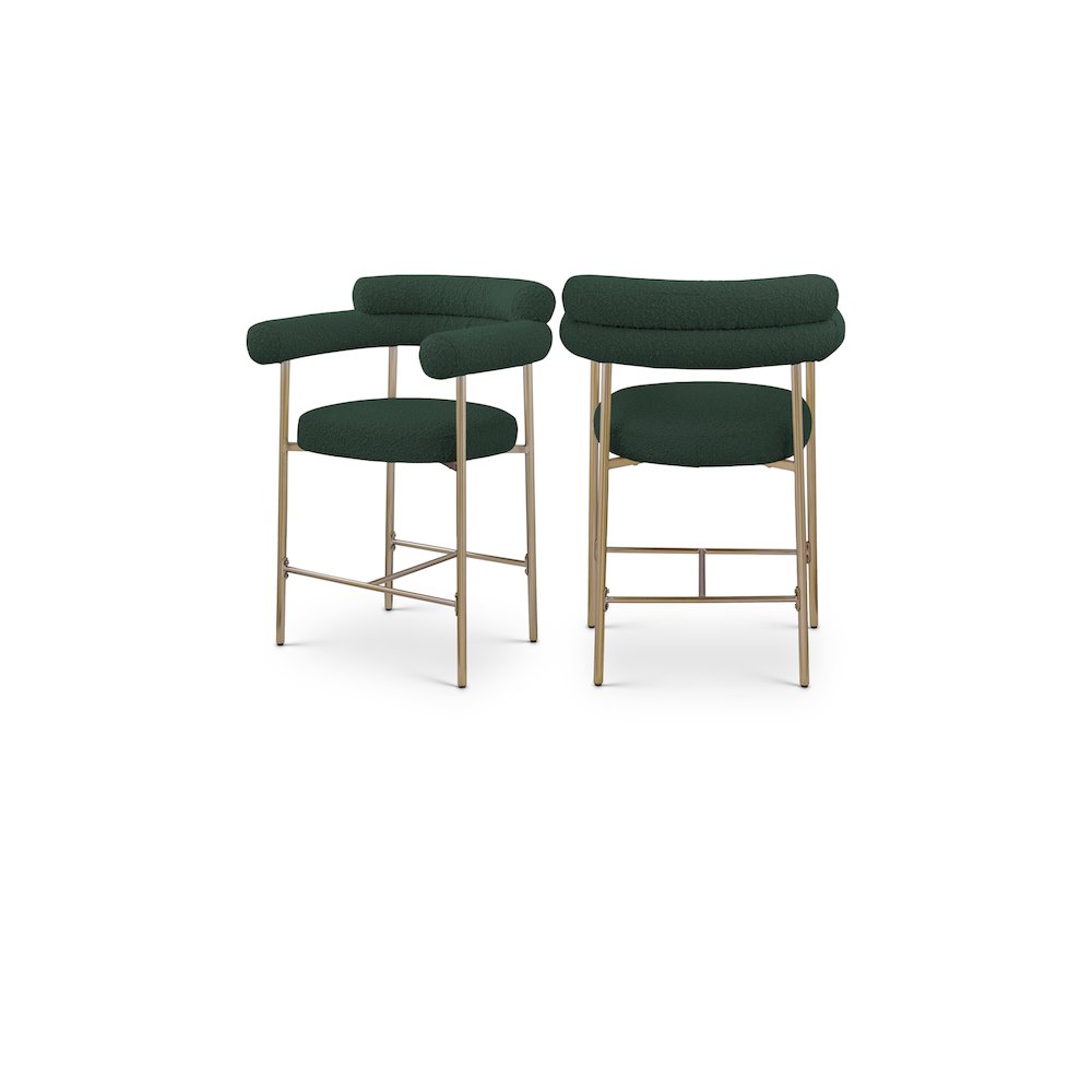 Blake Green Boucle Fabric Counter Stool, Set of 2. Picture 1