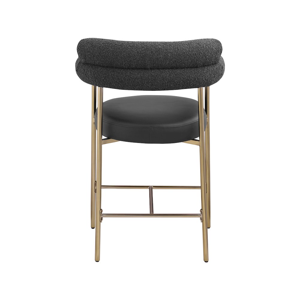 Blake Black Boucle Fabric / Vegan Leather Counter Stool, Set of 2. Picture 2