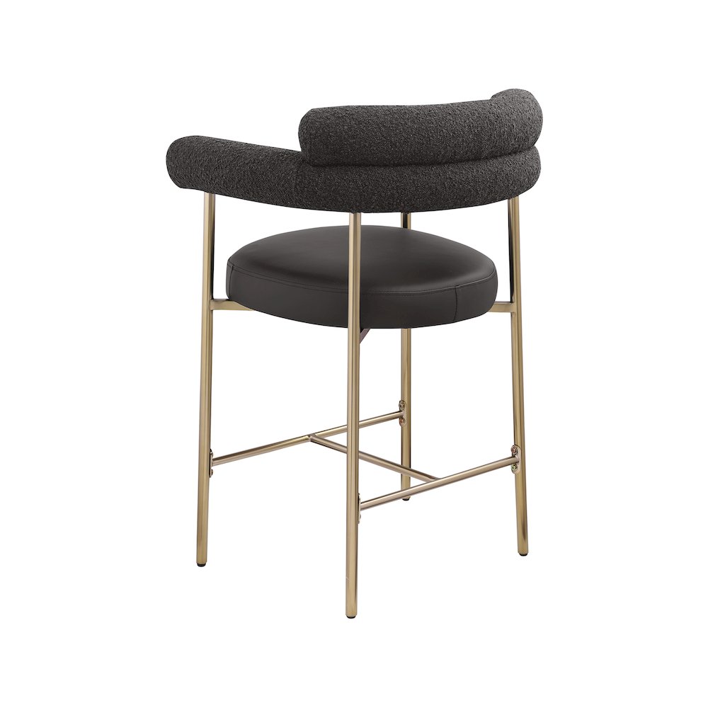Blake Black Boucle Fabric / Vegan Leather Counter Stool, Set of 2. Picture 3