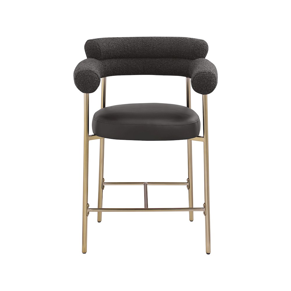 Blake Black Boucle Fabric / Vegan Leather Counter Stool, Set of 2. Picture 4