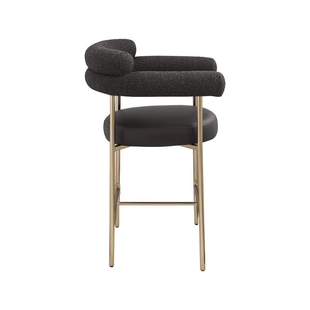 Blake Black Boucle Fabric / Vegan Leather Counter Stool, Set of 2. Picture 5