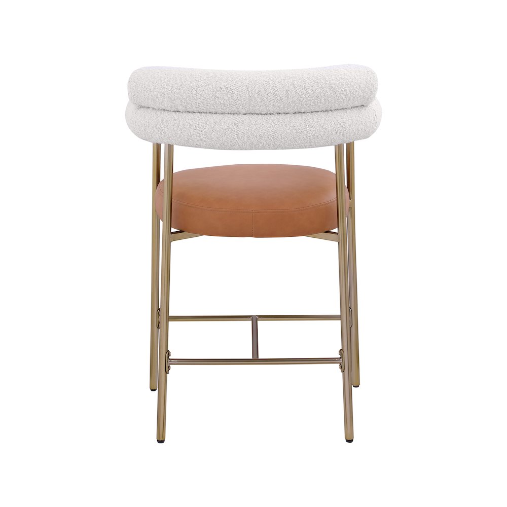 Blake Cognac Boucle Fabric / Vegan Leather Counter Stool, Set of 2. Picture 2