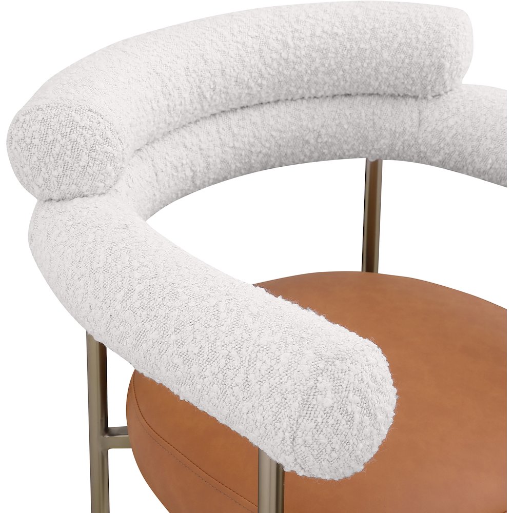Blake Cognac Boucle Fabric / Vegan Leather Counter Stool, Set of 2. Picture 6