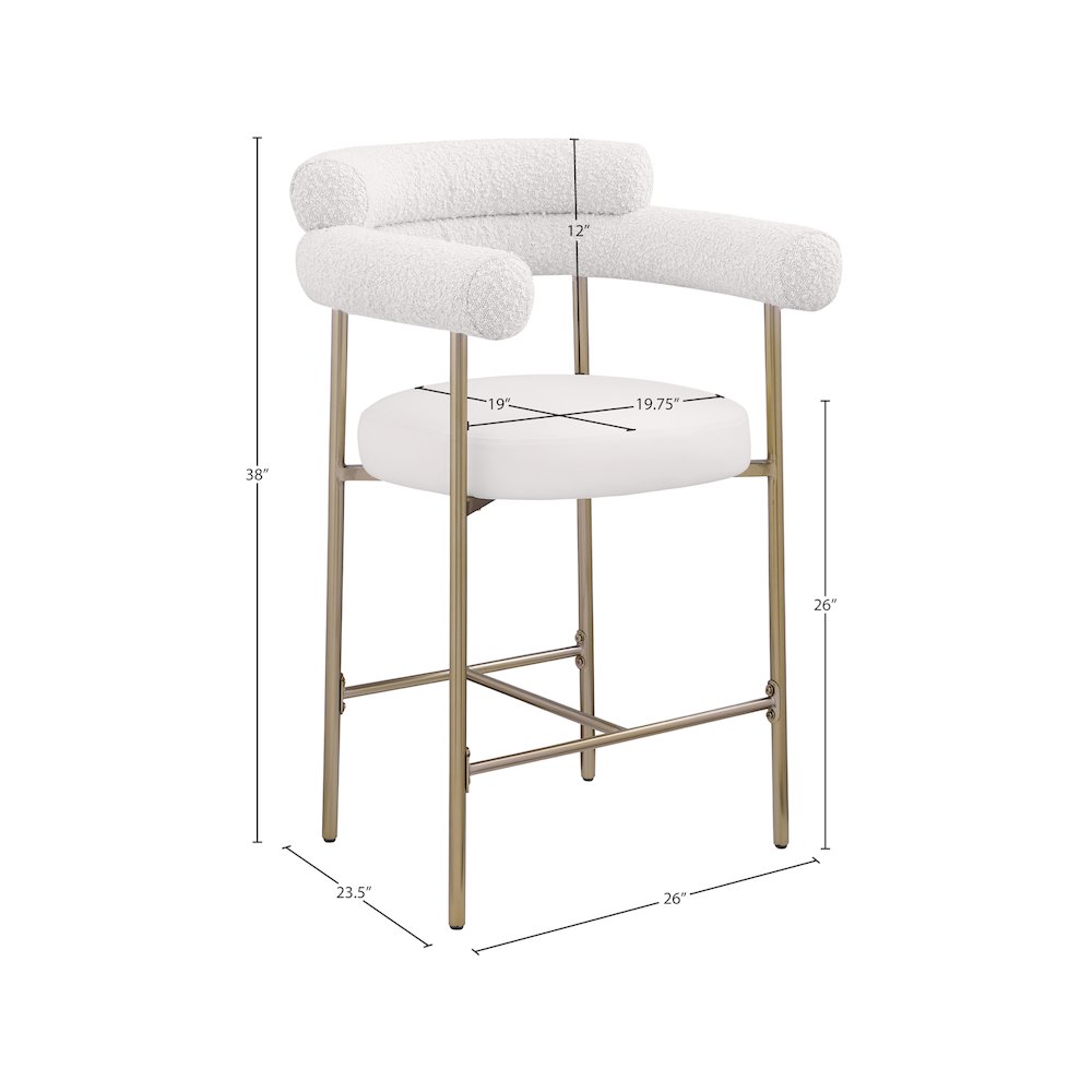 Blake Cream Boucle Fabric / Vegan Leather Counter Stool, Set of 2. Picture 7