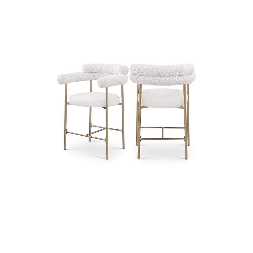 Blake Cream Boucle Fabric / Vegan Leather Counter Stool, Set of 2. Picture 1