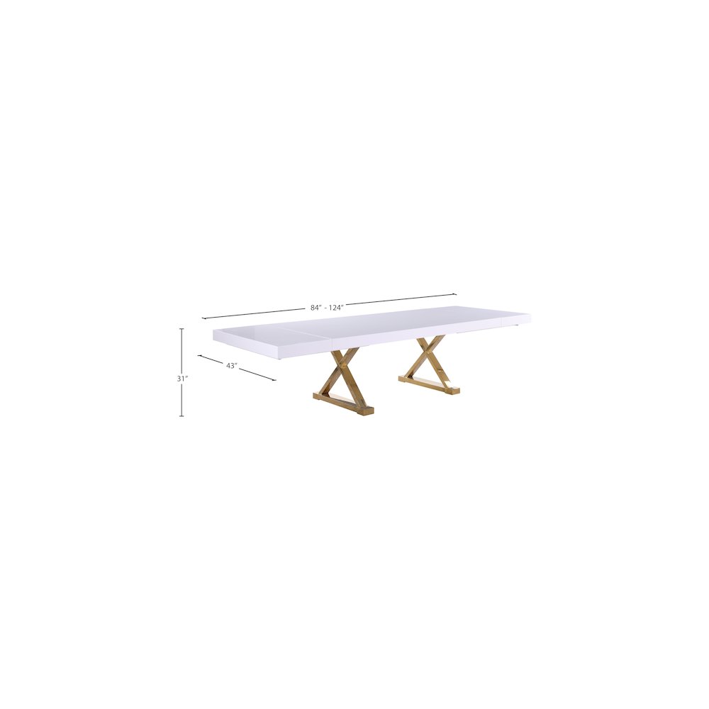 Excel White Lacquer Extendable Dining Table. Picture 9
