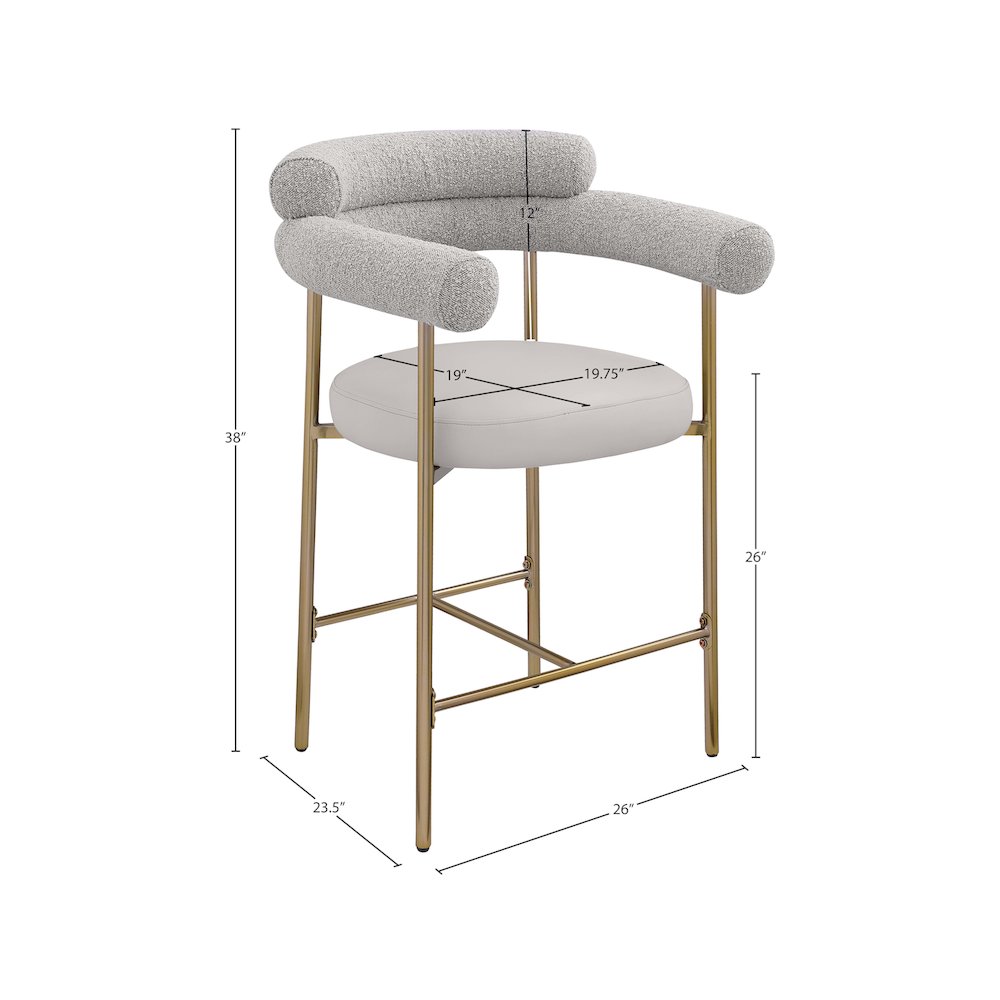 Blake Taupe Boucle Fabric / Vegan Leather Counter Stool, Set of 2. Picture 7