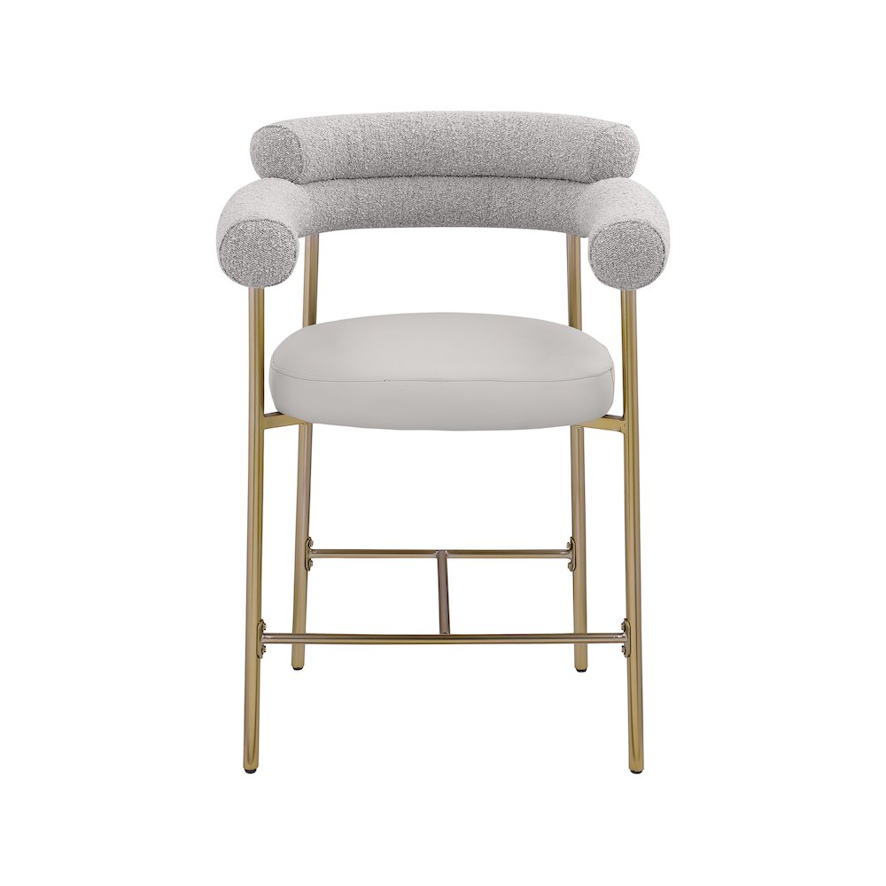 Blake Taupe Boucle Fabric / Vegan Leather Counter Stool, Set of 2. Picture 4