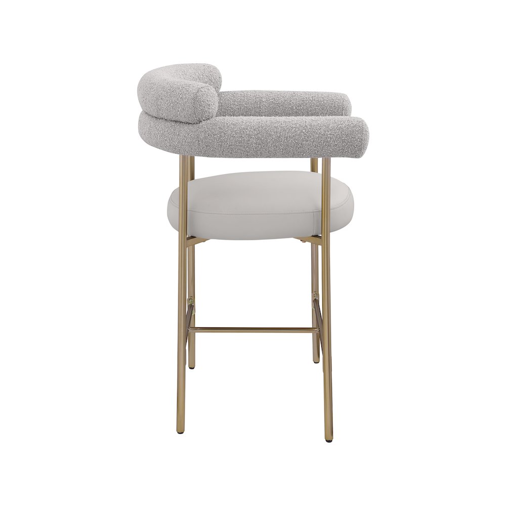 Blake Taupe Boucle Fabric / Vegan Leather Counter Stool, Set of 2. Picture 5