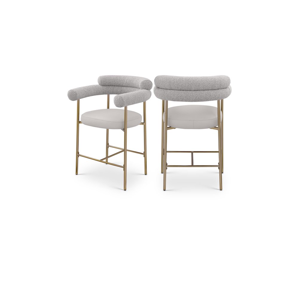 Blake Taupe Boucle Fabric / Vegan Leather Counter Stool, Set of 2. Picture 1