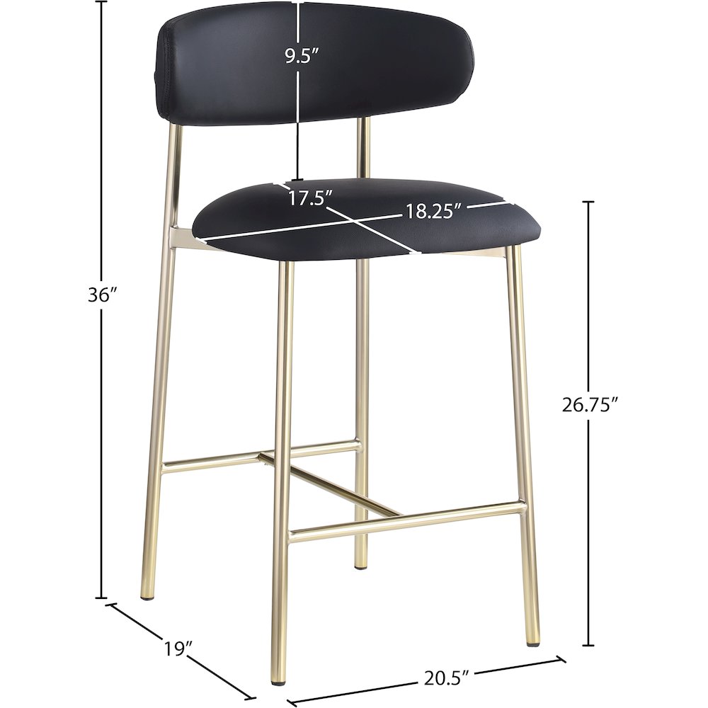 Lupita Black Vegan Leather Counter Stool, Set of 2. Picture 7