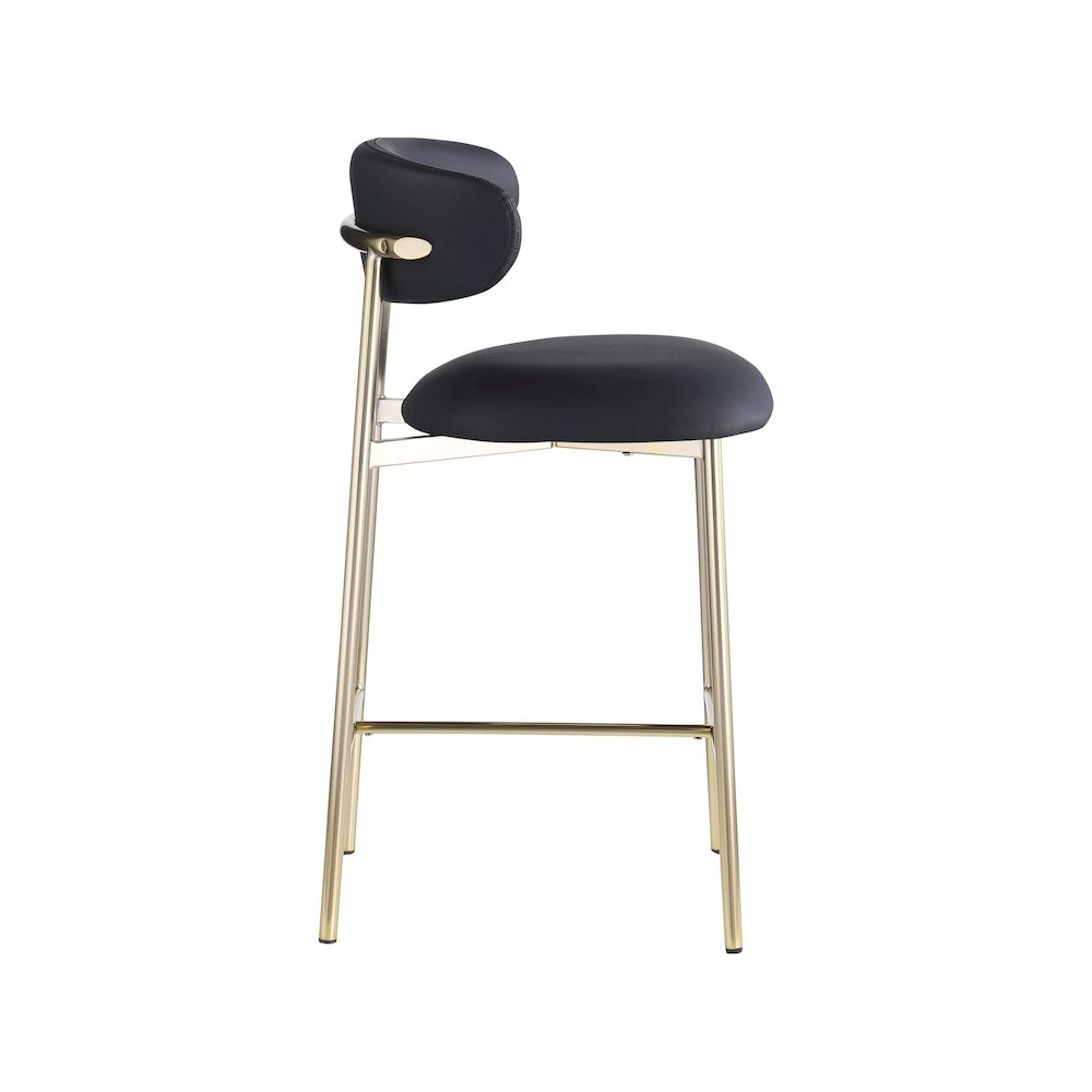 Lupita Black Vegan Leather Counter Stool, Set of 2. Picture 3