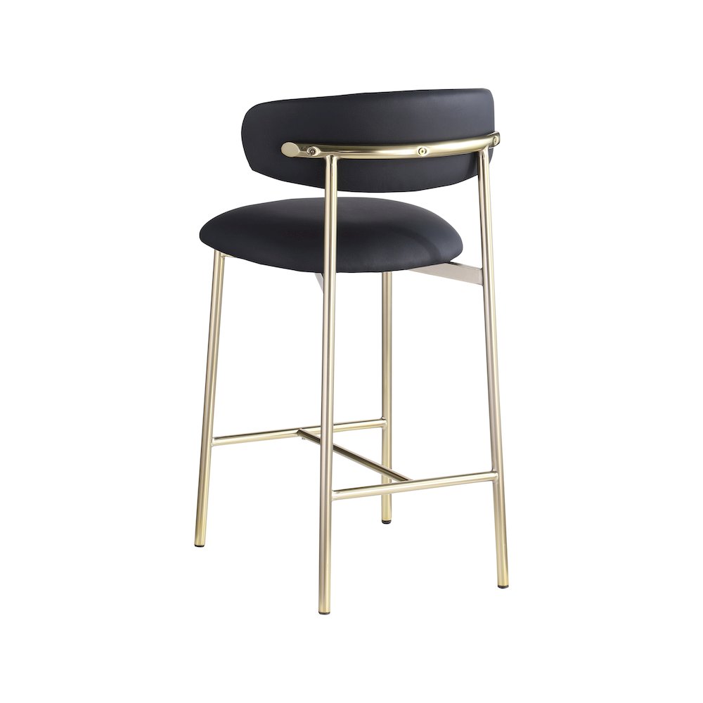 Lupita Black Vegan Leather Counter Stool, Set of 2. Picture 5