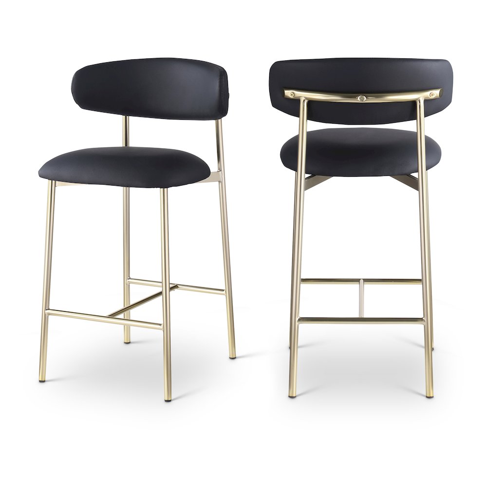 Lupita Black Vegan Leather Counter Stool, Set of 2. Picture 1