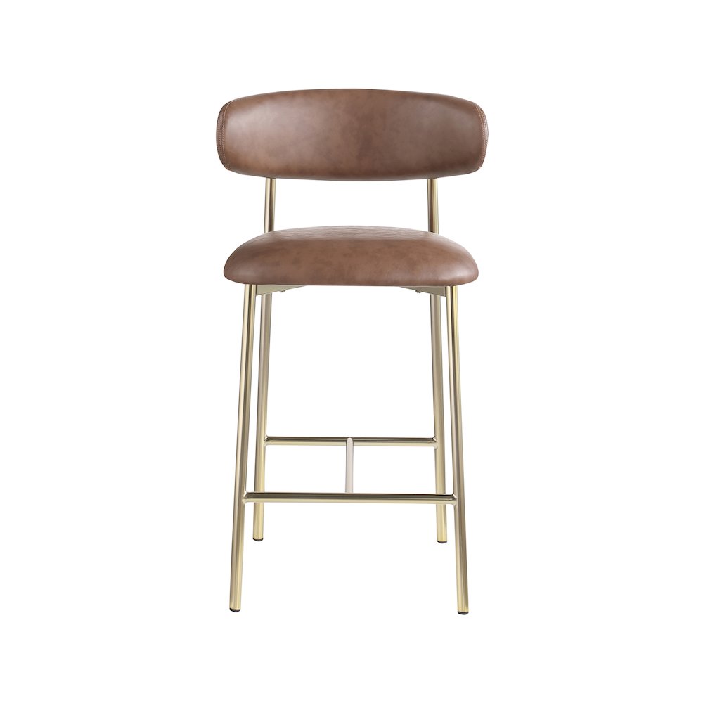 Lupita Brown Vegan Leather Counter Stool, Set of 2. Picture 2