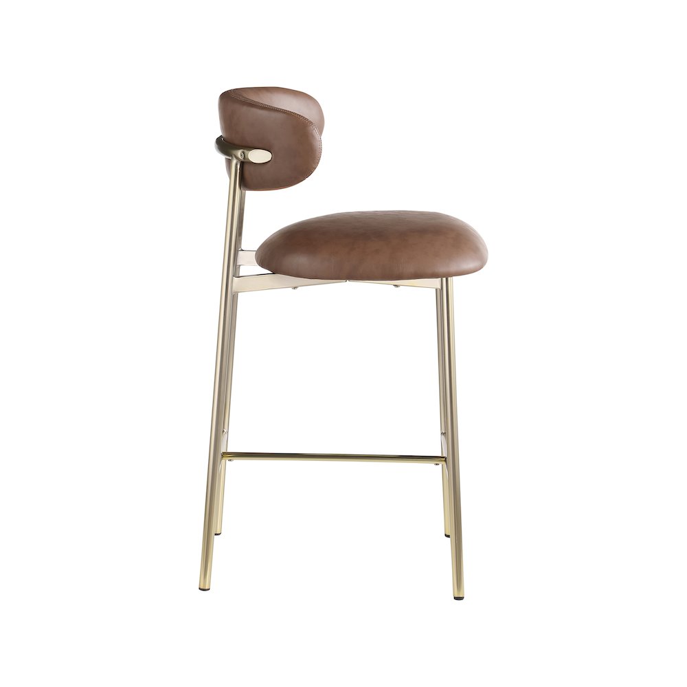 Lupita Brown Vegan Leather Counter Stool, Set of 2. Picture 3