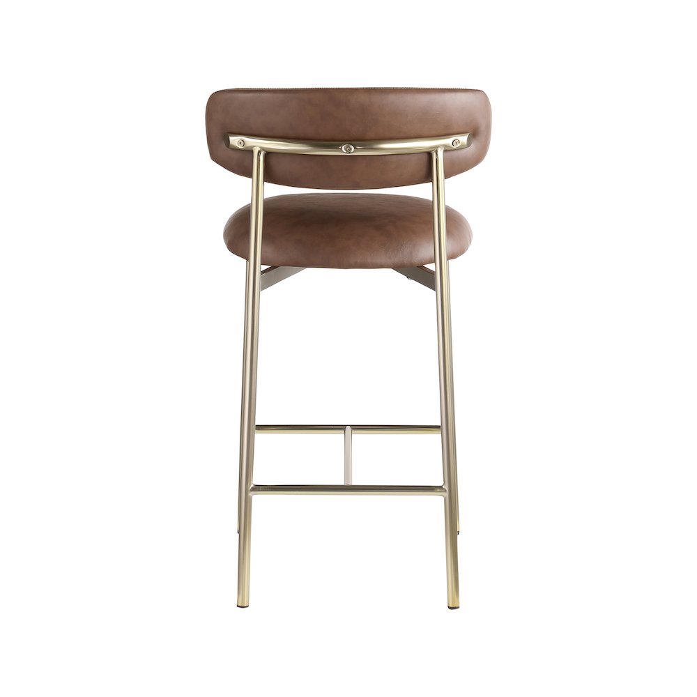Lupita Brown Vegan Leather Counter Stool, Set of 2. Picture 4