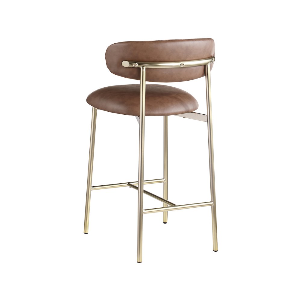 Lupita Brown Vegan Leather Counter Stool, Set of 2. Picture 5