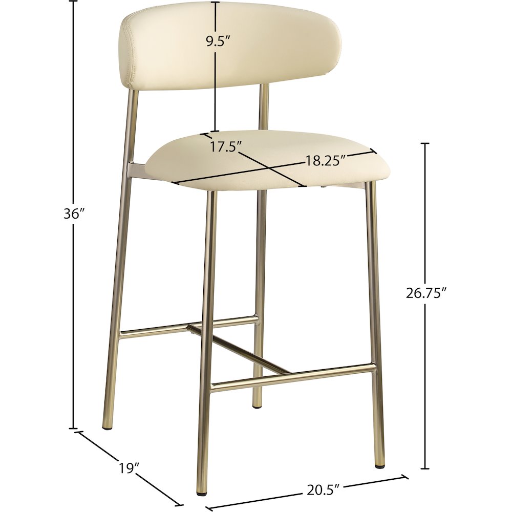 Lupita Cream Vegan Leather Counter Stool, Set of 2. Picture 7