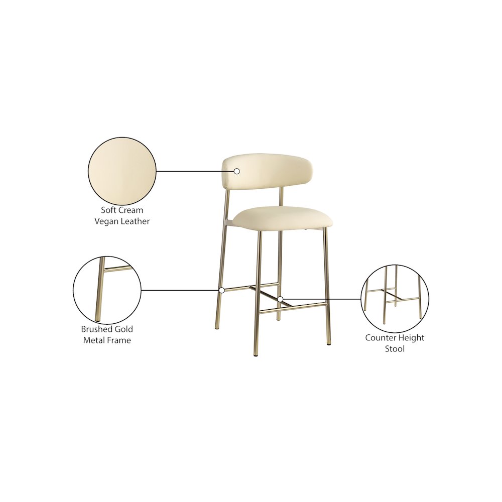 Lupita Cream Vegan Leather Counter Stool, Set of 2. Picture 8