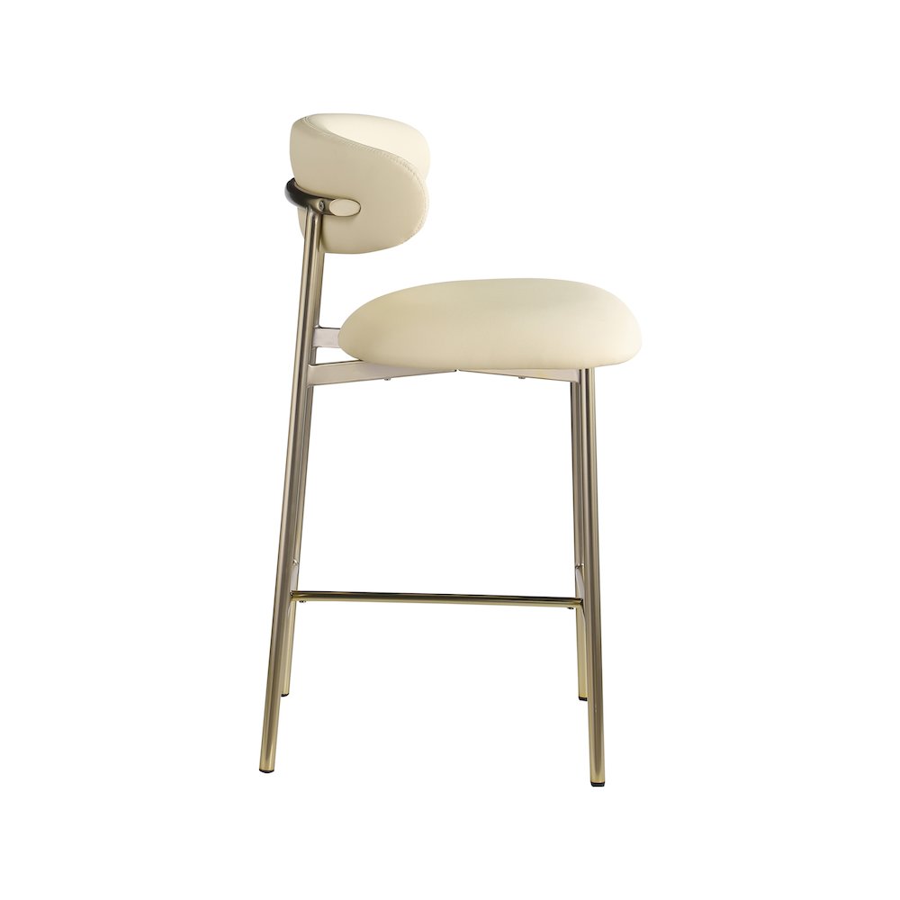 Lupita Cream Vegan Leather Counter Stool, Set of 2. Picture 3