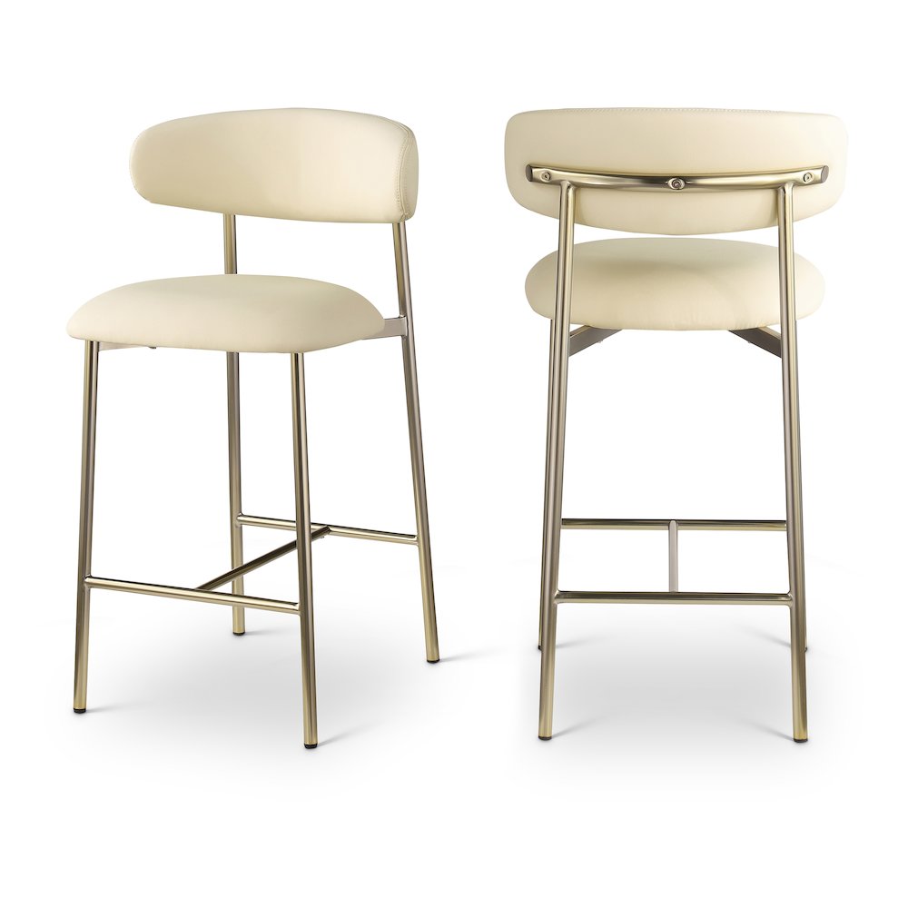 Lupita Cream Vegan Leather Counter Stool, Set of 2. Picture 1