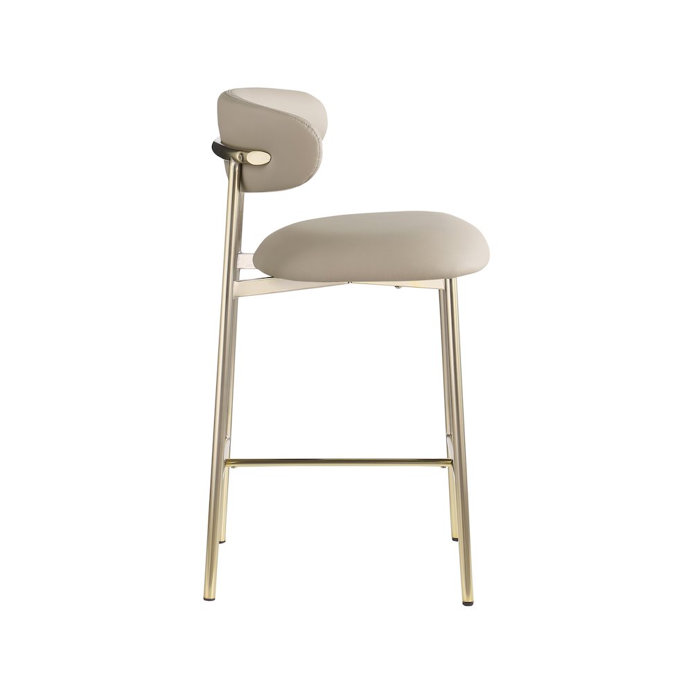 Lupita Taupe Vegan Leather Counter Stool, Set of 2. Picture 3