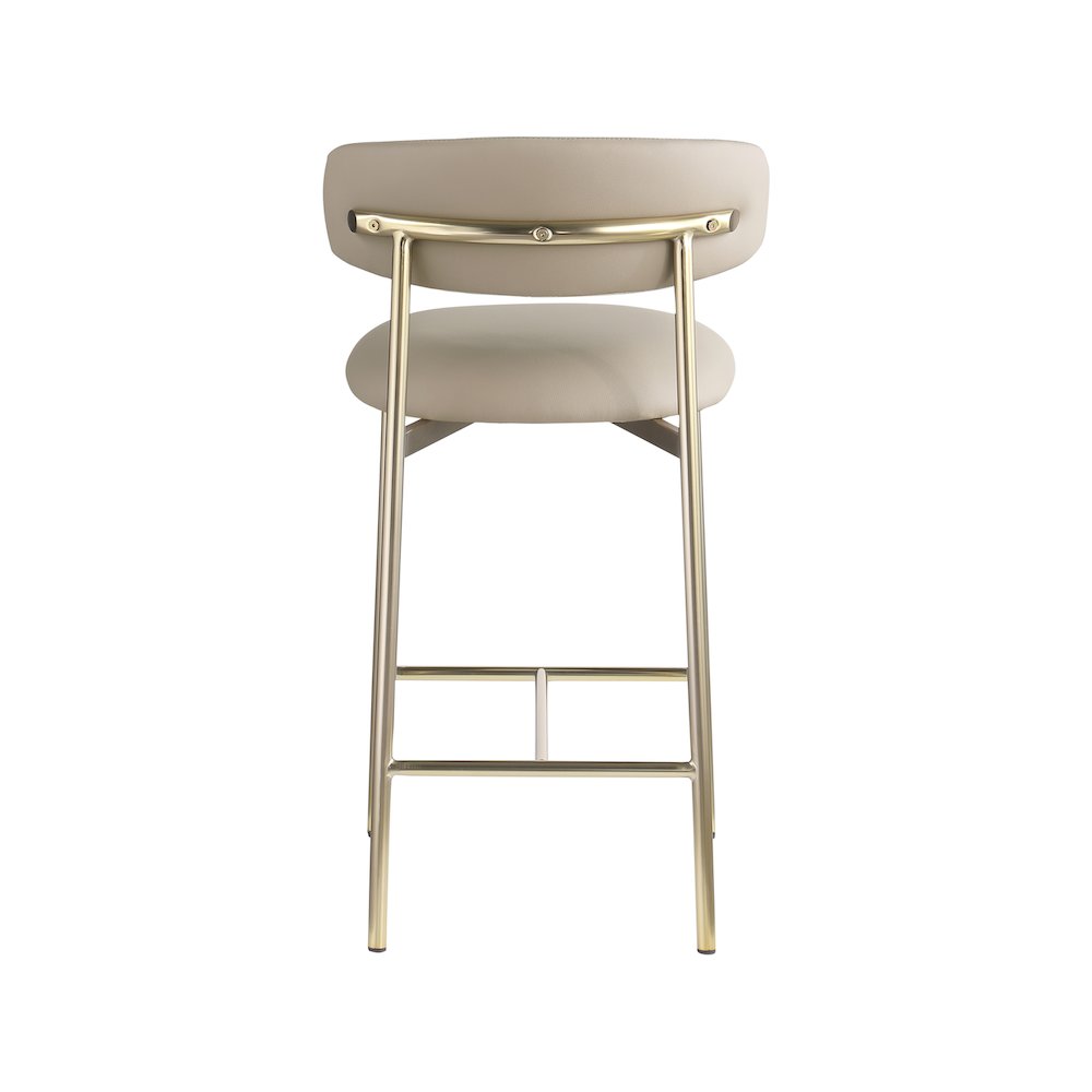 Lupita Taupe Vegan Leather Counter Stool, Set of 2. Picture 4