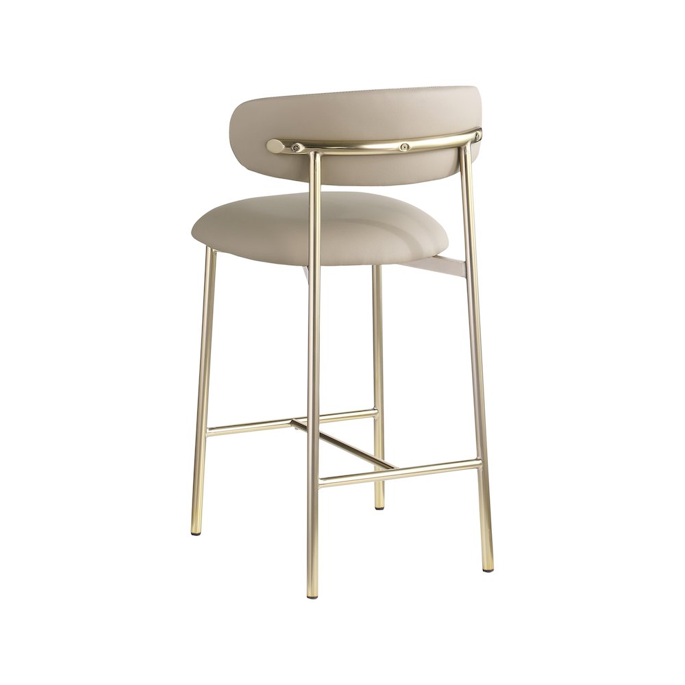 Lupita Taupe Vegan Leather Counter Stool, Set of 2. Picture 5