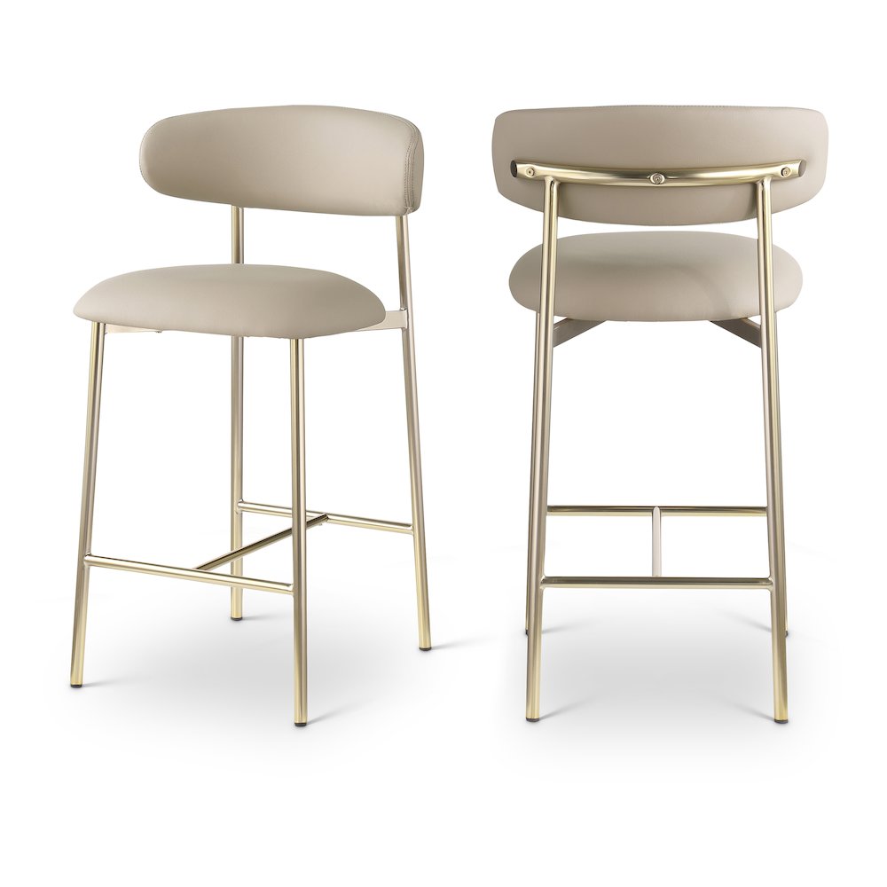 Lupita Taupe Vegan Leather Counter Stool, Set of 2. Picture 1