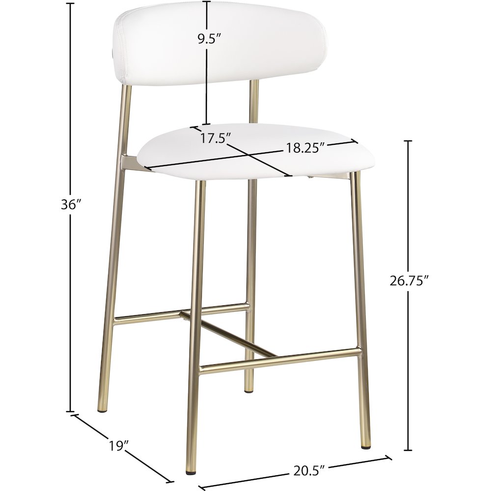 Lupita Off-White Vegan Leather Upholstered Counter Stool, Set of 2. Picture 7