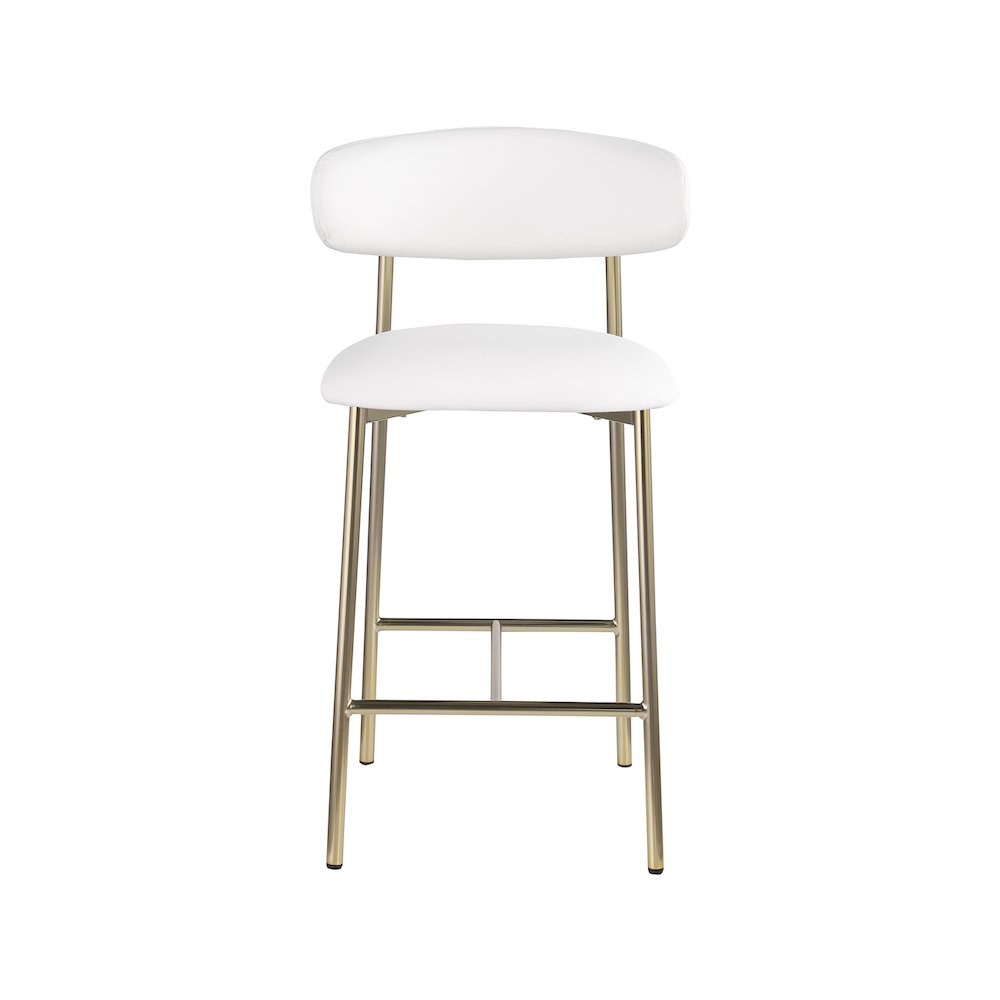Lupita Off-White Vegan Leather Upholstered Counter Stool, Set of 2. Picture 2