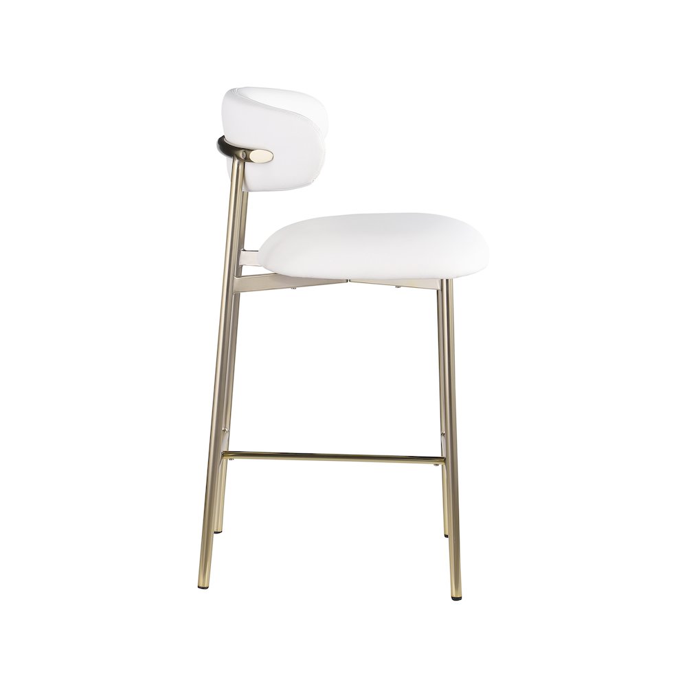 Lupita Off-White Vegan Leather Upholstered Counter Stool, Set of 2. Picture 3