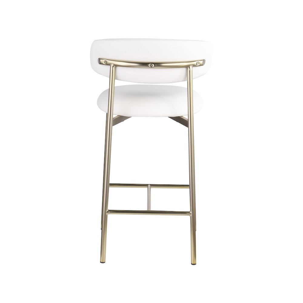Lupita Off-White Vegan Leather Upholstered Counter Stool, Set of 2. Picture 4